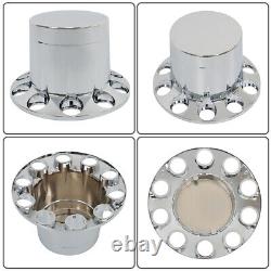 New 33mm Chrome Flat Top Hub Cover Kit Lug Nut Wheel Axle Covers for Semi Truck