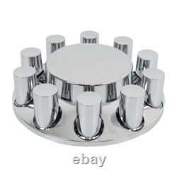 New 33mm Chrome Flat Top Hub Cover Kit Lug Nut Wheel Axle Covers for Semi Truck