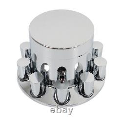 New 33mm Chrome Flat Top Hub Cover Kit Lug Nut Wheel Axle Covers for Semi Truck