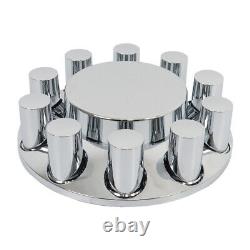 New 33mm Chrome Flat Top Hub Cover Kit Lug Nut Wheel Axle Covers for Semi Truck