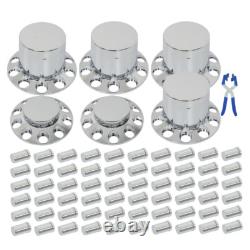 New 33mm Chrome Flat Top Hub Cover Kit Lug Nut Wheel Axle Covers for Semi Truck