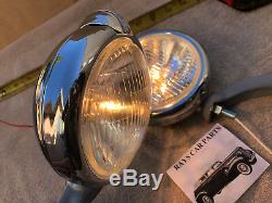 New 6 Volt Clear Small Vintage Style Fog Lights With Fog Cap @ Gray Bracks