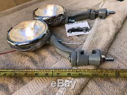 New 6 Volt Clear Small Vintage Style Fog Lights With Fog Cap @ Gray Bracks