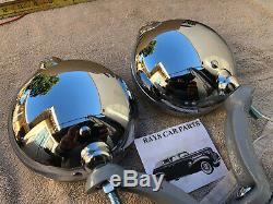 New 6 Volt Clear Small Vintage Style Fog Lights With Fog Cap @ Gray Bracks