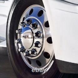 New Chrome Axle Cover Kit With Round Hub Cap Front & Rear 33mm Lug Nuts Semi Truck