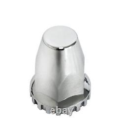 New Chrome Axle Cover Kit With Round Hub Cap Front & Rear 33mm Lug Nuts Semi Truck