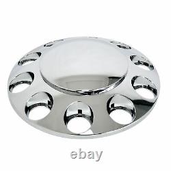 New Chrome Axle Cover Kit With Round Hub Cap Front & Rear 33mm Lug Nuts Semi Truck