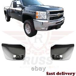 New Front Bumper End Chrome WithFog Hole Left & Right For 2007-2013 Silverado 1500