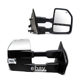 New Pair Tow Mirrors For 2004-2014 Ford F150 Power Heated Turn Signal Chrome Cap