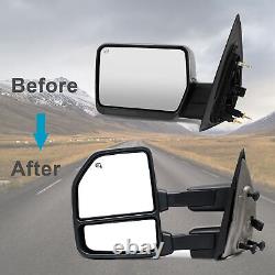 New Style For 04-14 Ford F-150 Pair Towing Mirrors Power Heat Signal Chrome Cap