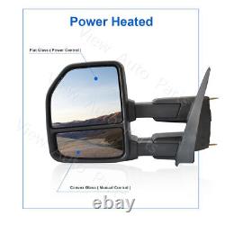 New Towing Mirrors For 15-20 Ford F150 Truck Power Heated LED Signal Chrome Cap