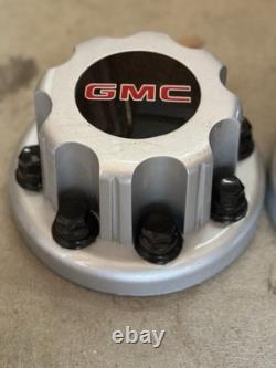 PAIR GMC Dually Rear Center Hub Cap 2000-2007 OEM Pickup Truck 8 Lug Silver NEW