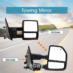 Pair Tow Mirrors Power Heated Fits 2004-14 Ford F150 Left+Right Side Chrome Cap