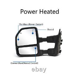 Pair Towing Mirror Power Heated For 1999-16 Ford F250/F350 Super Duty Chrome Cap