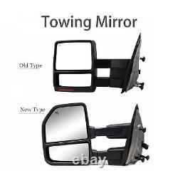 Pair Towing Mirror Power Heated For 1999-16 Ford F250/F350 Super Duty Chrome Cap