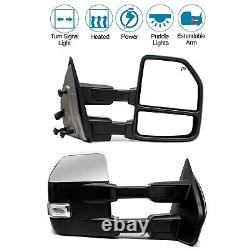 Pair Towing Mirrors Power Heated Fits 2004-2014 Ford F-150 LH+RH Side Chrome Cap