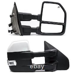 Pair Towing Mirrors Power Turn Signal For 2004-2014 Ford F150 Pickup Chrome Cap