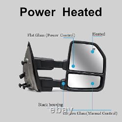 Pair Towing Mirrors Power Turn Signal For 2004-2014 Ford F150 Pickup Chrome Cap