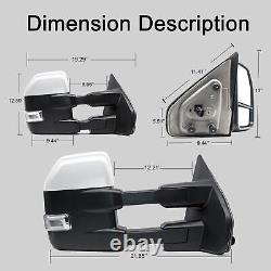 Pair Towing Mirrors Power Turn Signal For 2004-2014 Ford F150 Pickup Chrome Cap