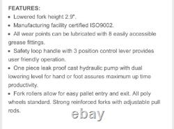 Pallet Truck 5500 Lb Cap 27x48 Single Poly