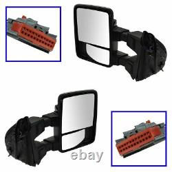Power Heat Fold Smoked Mem Turn Chrome Upgrade Towing Mirror Pair for Super Duty