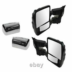 Power Heat Fold Smoked Mem Turn Chrome Upgrade Towing Mirror Pair for Super Duty