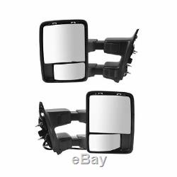 Power Heat Fold Smoked Turn Textured Upgrade Towing Mirror Pair for Super Duty