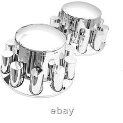 Rear 2 Chrome Plastic Axle Cover with 33mm Screw-On Lug Nut Cover for Semi Trucks