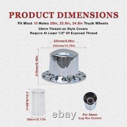 Rear 2 Chrome Plastic Axle Cover with 33mm Screw-On Lug Nut Cover for Semi Trucks