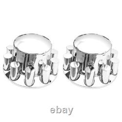 Rear 2 Chrome Plastic Axle Cover with 33mm Screw-On Lug Nut Cover for Semi Trucks