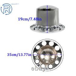 Semi Truck 4×Rear 33mm Chrome Wheel Axle Covers with Flat Head Hub Caps Lug Nuts