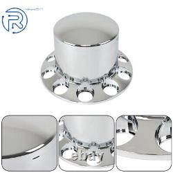 Semi Truck 4×Rear 33mm Chrome Wheel Axle Covers with Flat Head Hub Caps Lug Nuts