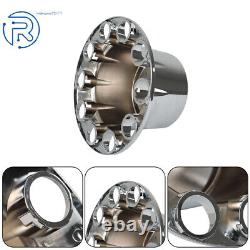 Semi Truck 4×Rear 33mm Chrome Wheel Axle Covers with Flat Head Hub Caps Lug Nuts