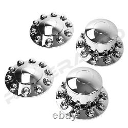 Semi Truck Chrome 22.5+24 Front+Rear Wheel Center Hub Cap 10 Lug Dome nut Axle