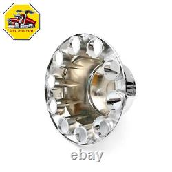 Semi Truck Chrome Rear Wheel Axle Cover Hub Cap 33mm Thread-On Lug Nuts Set of 4
