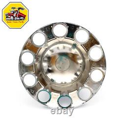 Semi Truck Chrome Rear Wheel Axle Cover Hub Cap 33mm Thread-On Lug Nuts Set of 4