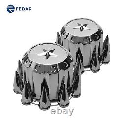 Semi Truck Chrome Spiked Rear Hub Cover Hub Cap Hubcaps Kits with Star top 2PCS