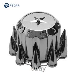 Semi Truck Chrome Spiked Rear Hub Cover Hub Cap Hubcaps Kits with Star top 2PCS