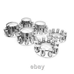 Semi Truck Front & Rear 33mm Chrome Axle Cover Set with Hub Cap Lug Nuts Set of 6