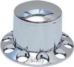 Semi Truck Front & Rear Chrome Axle Cover Set with Cylinder Hub Cap 33mm Lug Nuts
