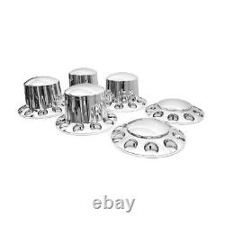 Semi Truck Front & Rear Wheel Axle Covers withCylinder Hub Cap 33mm Chrome Lug Nut