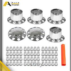 Semi Truck Hub Cover Wheel Axle Cover Center Caps with 33mm Lug Nut Covers Chrome