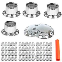 Semi Truck Hub Cover Wheel Axle Cover Center Caps with 33mm Lug Nut Covers Chrome
