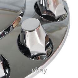 Semi Truck Hub Cover Wheel Axle Cover Center Caps with 33mm Lug Nut Covers Chrome