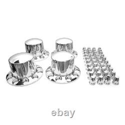 Semi Truck Rear 33mm Chrome Wheel Axle Hub Caps Covers with Lug Nuts