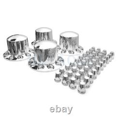 Semi Truck Rear 33mm Chrome Wheel Axle Hub Caps Covers with Lug Nuts