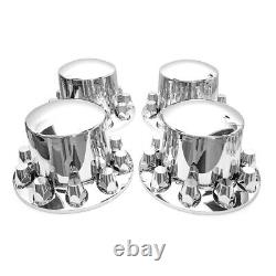 Semi Truck Rear 33mm Chrome Wheel Axle Hub Caps Covers with Lug Nuts