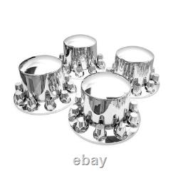 Semi Truck Rear 33mm Chrome Wheel Axle Hub Caps Covers with Lug Nuts
