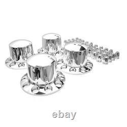 Semi Truck Rear 33mm Chrome Wheel Axle Hub Caps Covers with Lug Nuts