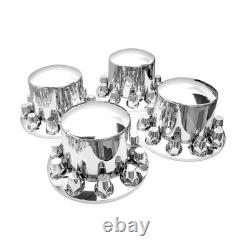 Semi Truck Rear 33mm Chrome Wheel Axle Hub Caps Covers with Lug Nuts